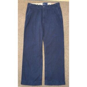American Eagle Pants Mens 33x30 AE Khaki Relaxed Straight Leg Stretch Navy Blue